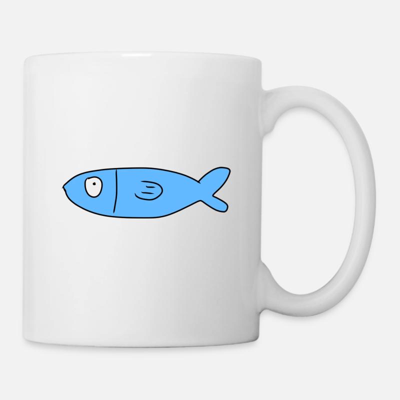 Fisch Symbol Tier blau - Tasse - Weiß