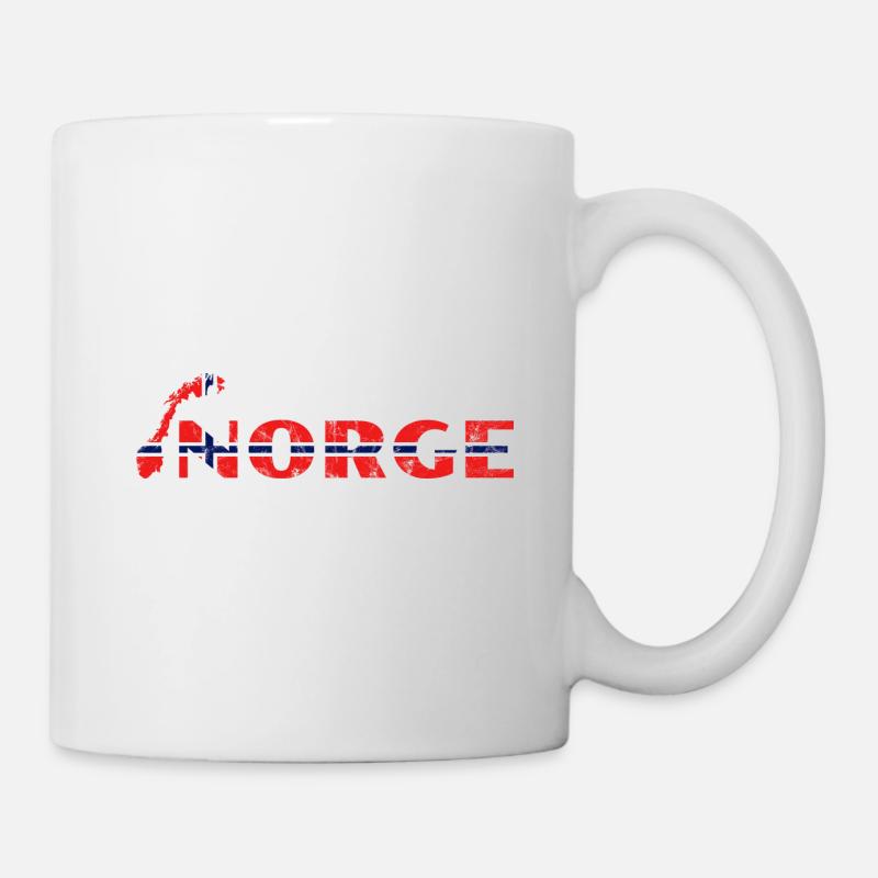 Norge Drapeau de la carte norvégienne - Mug blanc - blanc