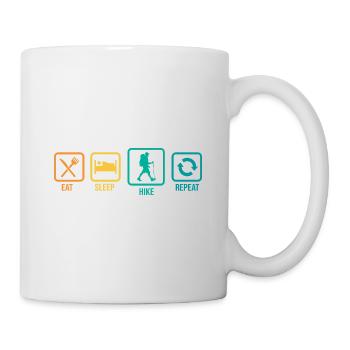 Eat Sleep Hike Repeat Trekking Mountaineering Hiki - Tasse - Weiß - Rechts