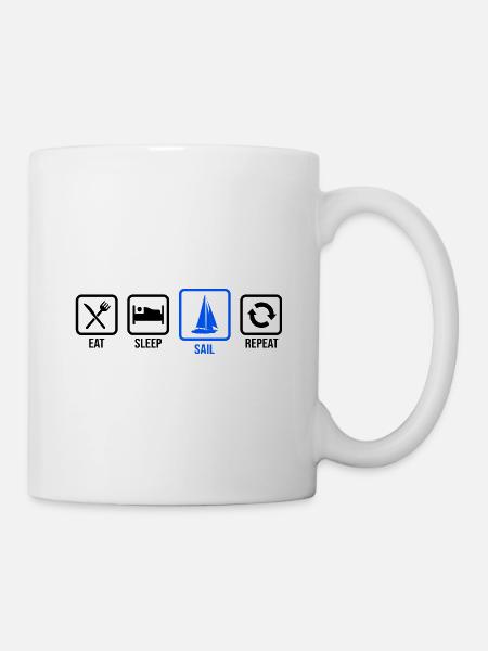Eat Sleep Sail Repeat Sailor Skipper Captain Sailb - Tasse - Weiß