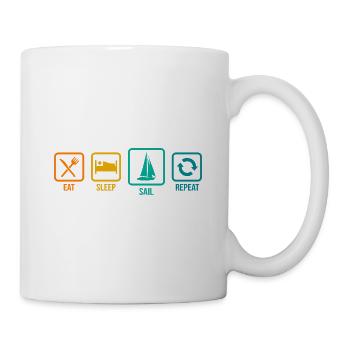 Eat Sleep Sail Repeat Sailor Skipper Captain Sailb - Tasse - Weiß - Rechts