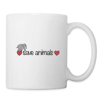 Herzen rette Tiere Tier Elefant - Tasse - Weiß - Rechts