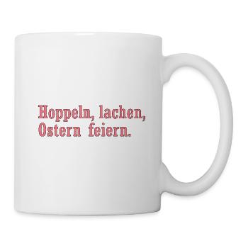 Hoppeln, Lachen, Ostern Feiern - Tasse - Weiß - Rechts