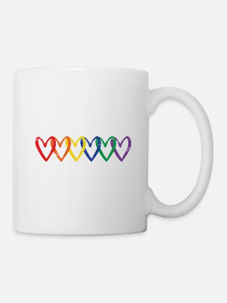 Pride Heart Lgbtq Bisexual Rainbow Love Transgende - Tasse - Weiß