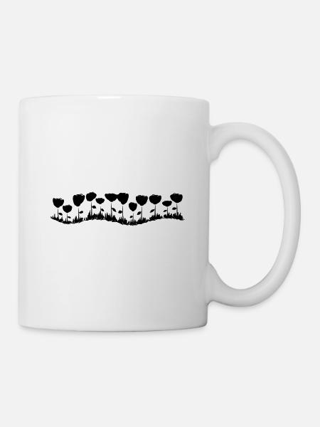 blumen linie welle blume - Tasse - Weiß