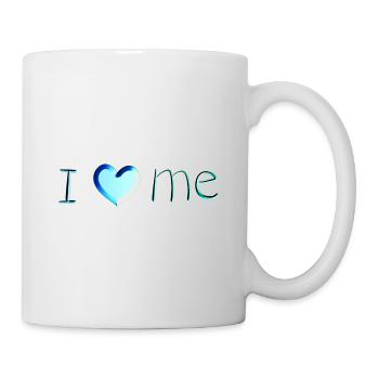 ich liebe mich schrift blau - Tasse - Weiß - Rechts