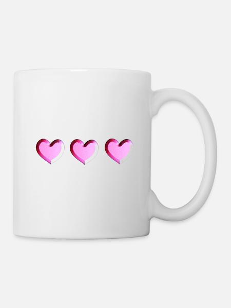 drei herzen pink glitzer - Tasse - Weiß