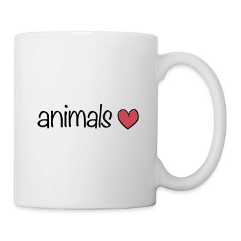 tiere herz tierliebe text - Tasse - Weiß - Rechts