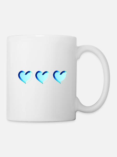 drei herzen blau glitzer - Tasse - Weiß