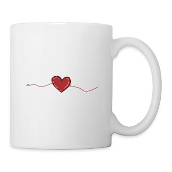 herz roter faden verbunden linie verbinden liebe - Tasse - Weiß - Rechts