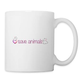 rette tiere symbol herz tierschutz hasen - Tasse - Weiß - Rechts