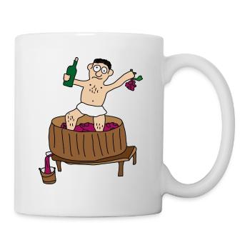 Wein | Weinlese Weinernte Weintrinker Rotwein Fass - Tasse - Weiß - Rechts