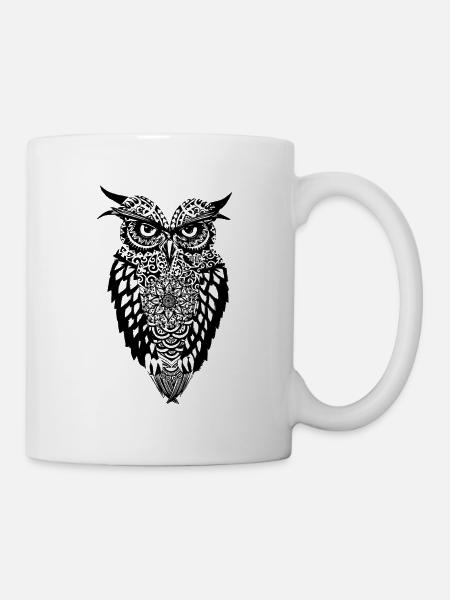 Hibou, oiseau, animal, hibou, motif de hibou - Mug blanc - blanc