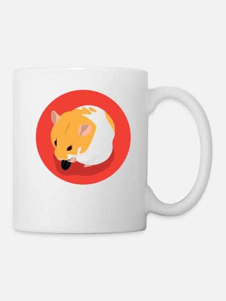 Cute Brown Hamster Eating - Mug - white