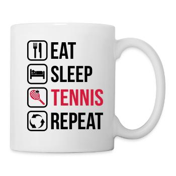 Eat Sleep Tennis Repeat - Tasse - Weiß - Rechts