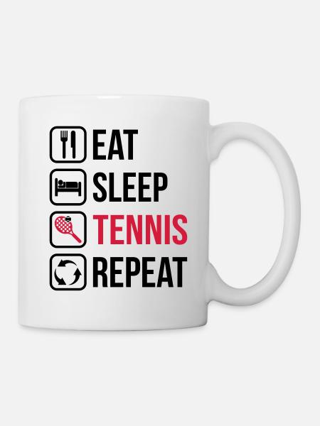 Eat Sleep Tennis Répéter - Mug blanc - blanc