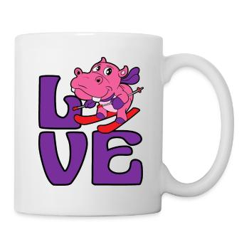 Hippopotame skieur ski sport d'hiver neige - Mug blanc - blanc - Droite