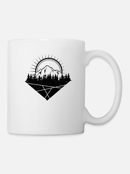 Berg Wald Sonne - Tasse - Weiß