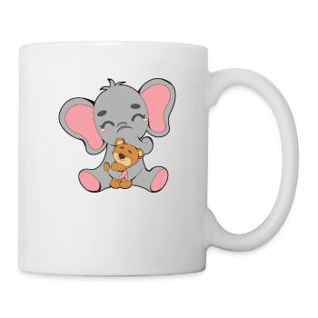 Elefantenbaby und Teddybär - Tasse - Weiß - Rechts
