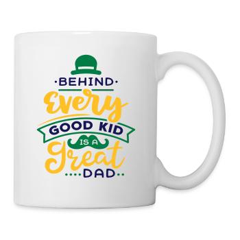 Derrière chaque bon enfant, il y a un bon papa | couleur - Mug blanc - blanc - Droite