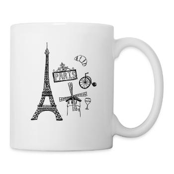France Paris Tour Eiffel Bonjour cadeau - Mug blanc - blanc - Droite