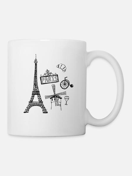 Frankreich Paris Eiffelturm Bonjour Geschenk - Tasse - Weiß