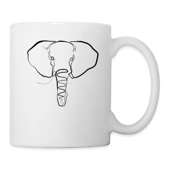 Elefantenkopf Elefant one-line drawing - Tasse - Weiß - Rechts