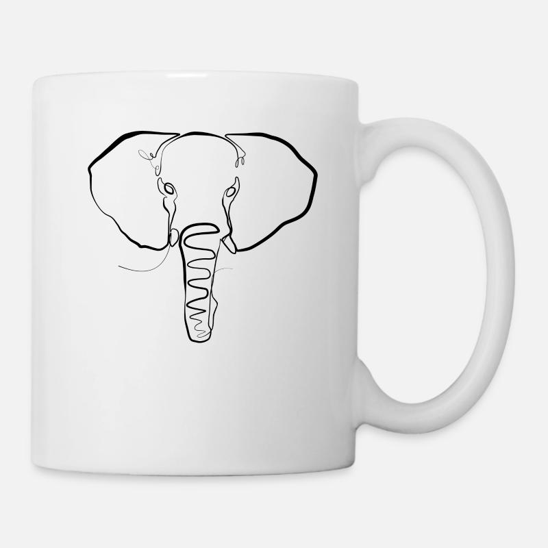 Elefantenkopf Elefant one-line drawing - Tasse - Weiß