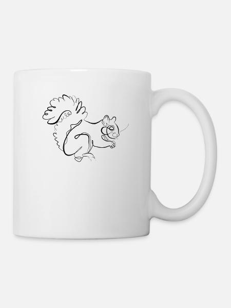 Eichhörnchen - one line drawing - Tasse - Weiß