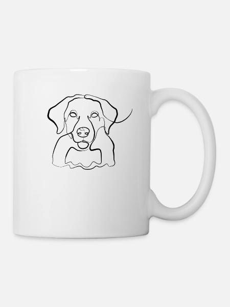 Chien Labrador - one line drawing - Mug blanc - blanc