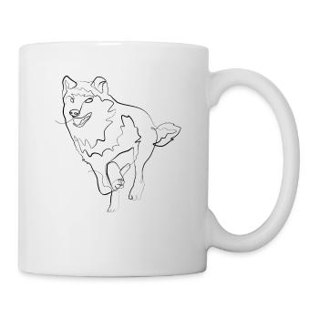 Wolf Dog - one line drawing - Mug - white - Right