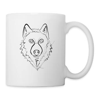 Wolf - one line drawing - Mug - white - Right