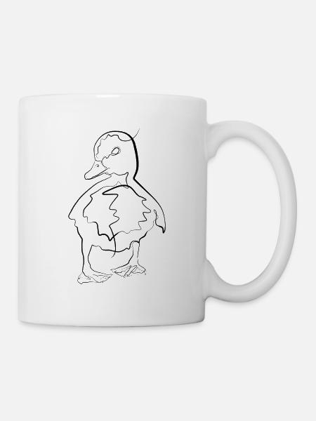 Baby Ente Tiermotiv - one line drawing - Tasse - Weiß