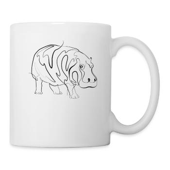 Hippopotames motif animal - one line drawing - Mug blanc - blanc - Droite
