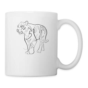 Tiger - one line drawing - Mug - white - Right