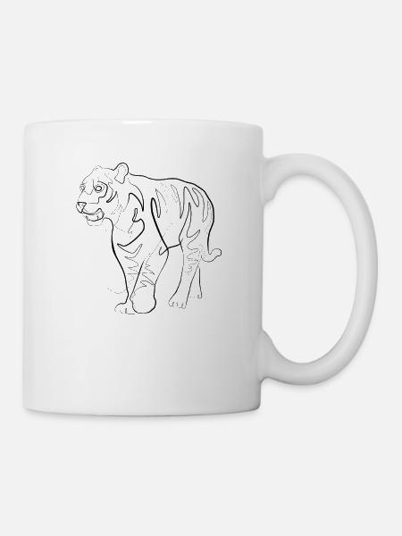 Tiger - one line drawing - Tasse - Weiß