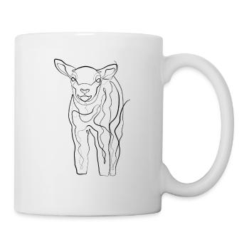 Lamm Hirte - one line drawing - Tasse - Weiß - Rechts