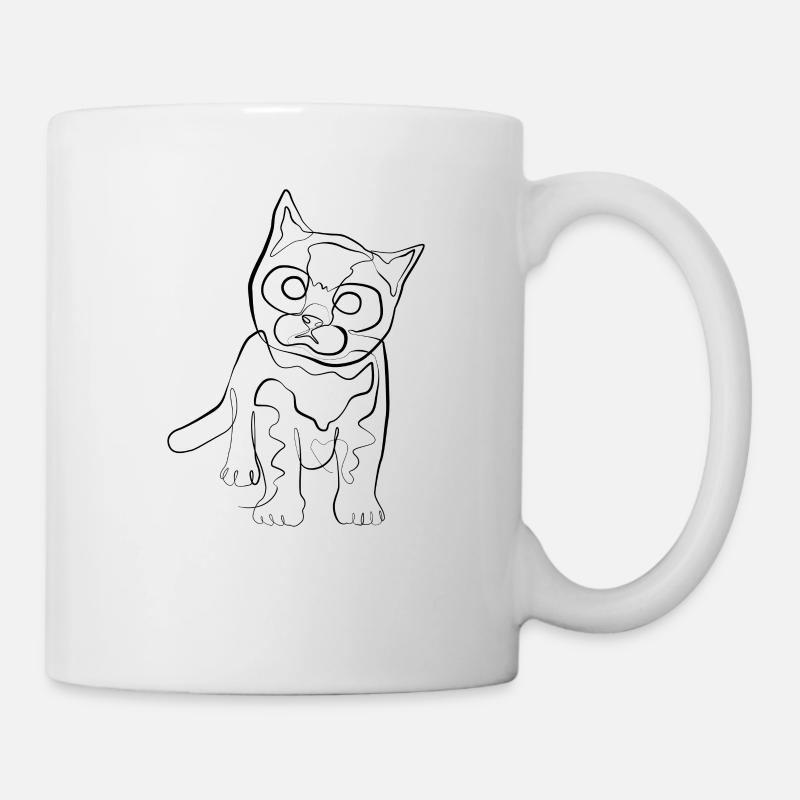 Bébé chaton - one line drawing - Mug blanc - blanc