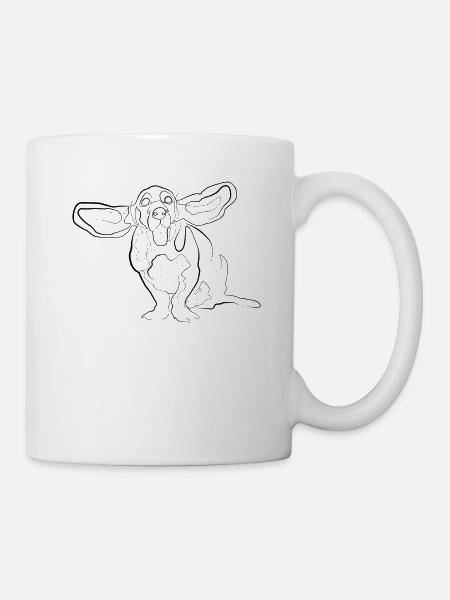 Hund Basset Hound - one line drawing - Tasse - Weiß