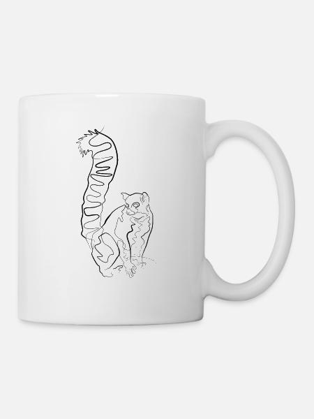 Lemur Madagascar - one line drawing - Mug blanc - blanc
