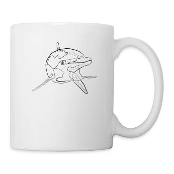 Dolphin Marine Animal - one line drawing - Mug - white - Right