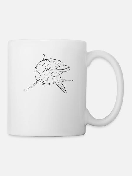 Delfin Meerestier - one line drawing - Tasse - Weiß