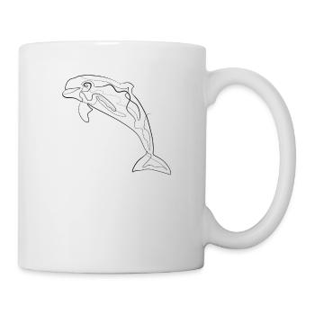 Delfin - one line drawing - Mug - white - Right