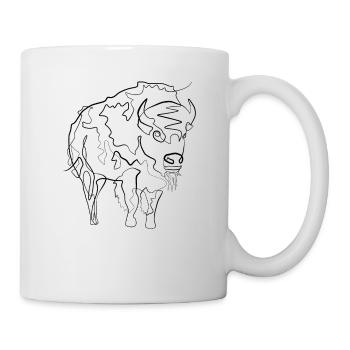 Bison Bison - one line drawing - Mug blanc - blanc - Droite