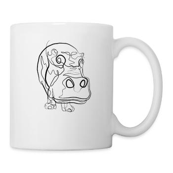 Hippopotames - one line drawing - Mug blanc - blanc - Droite