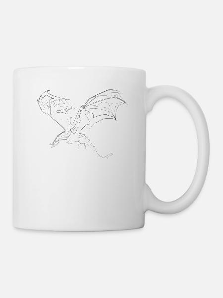 Dragon Fantasy - one line drawing - Mug blanc - blanc