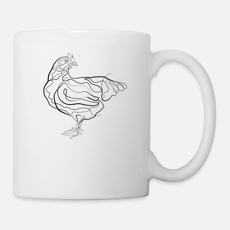Poulet de coq - one line drawing - Mug blanc - blanc