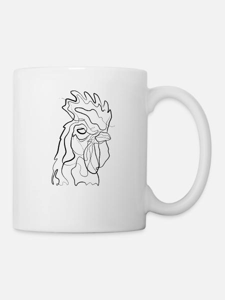 Coq - one line drawing - Mug blanc - blanc