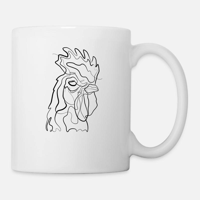 Coq - one line drawing - Mug blanc - blanc