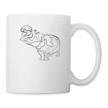 Hippopotames hippopotame - one line drawing - Mug blanc - blanc - Droite